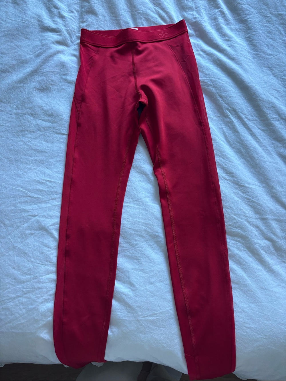 ALO Yoga Red Mesh Stretch Leggings
